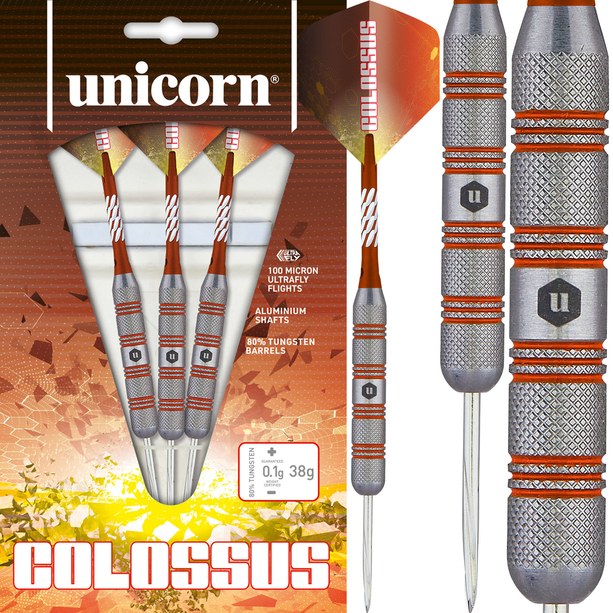 Unicorn Colossus Darts - Steel Tip - Heavyweight - Knurled
