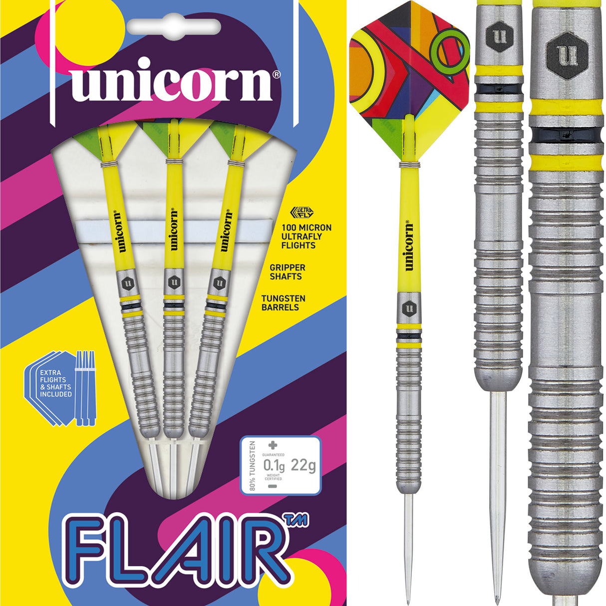 *Unicorn Flair Darts - Steel Tip - Style 3 - Natural Ringed