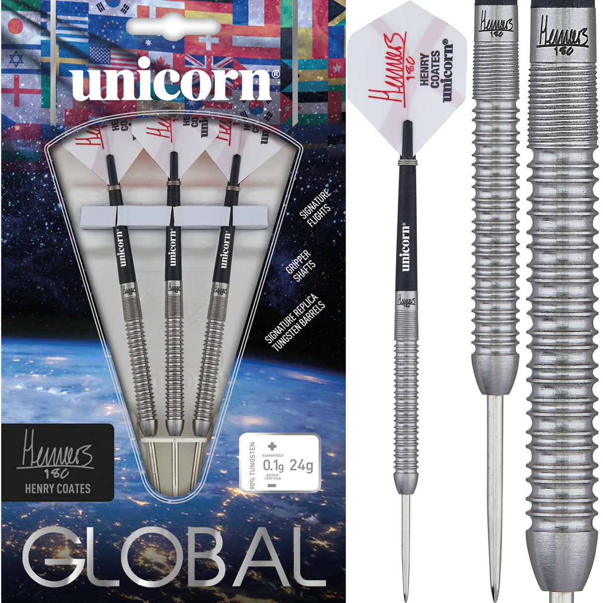 Unicorn Henry Coates Darts - Steel Tip - Global - Natural