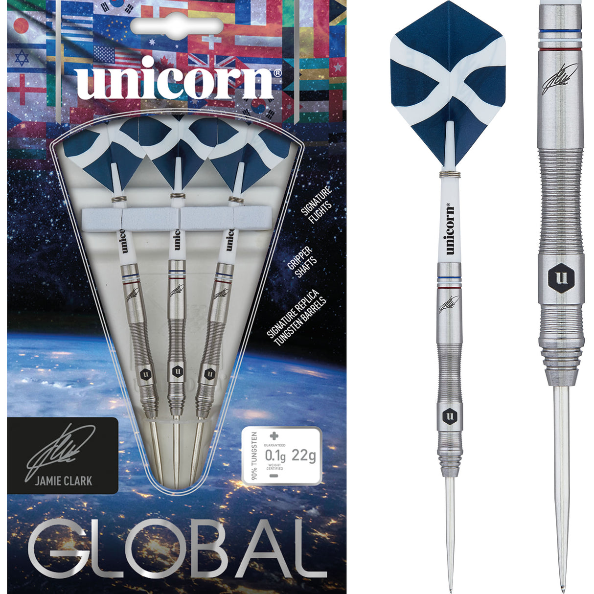 Unicorn Jamie Clark Darts - Steel Tip - Global - Natural