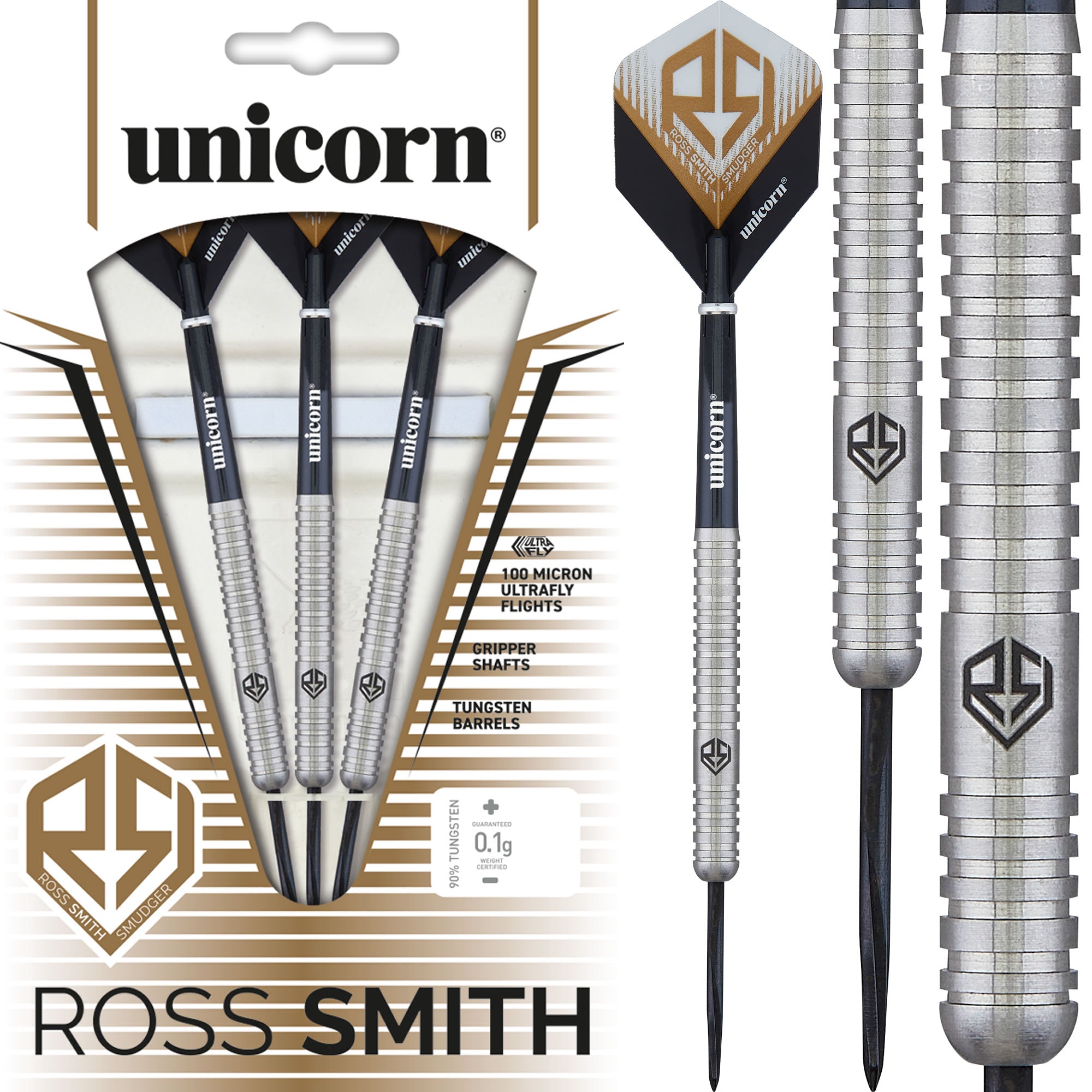 Unicorn Ross Smith Darts - Steel Tip - 90% - Smudger - Natural