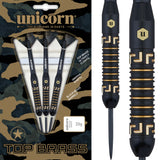 Unicorn Top Brass Darts - Steel Tip - Style 1 - Black & Gold