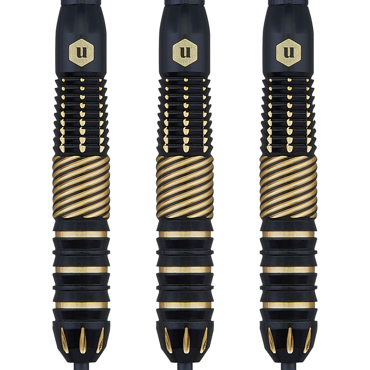Unicorn Top Brass Darts - Steel Tip - Style 2 - Black & Gold