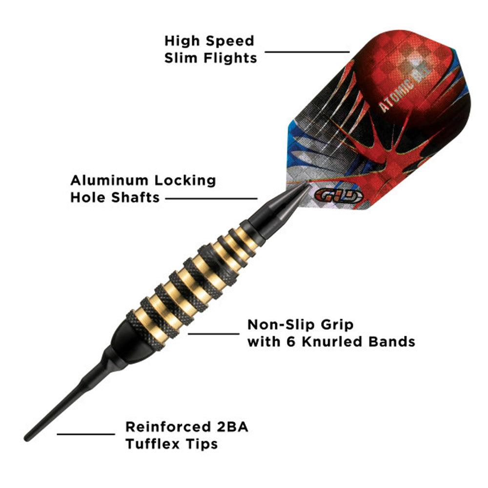 Viper Atomic Bee Darts - Soft Tip - Coated Alloy - Coloured Rings - Black