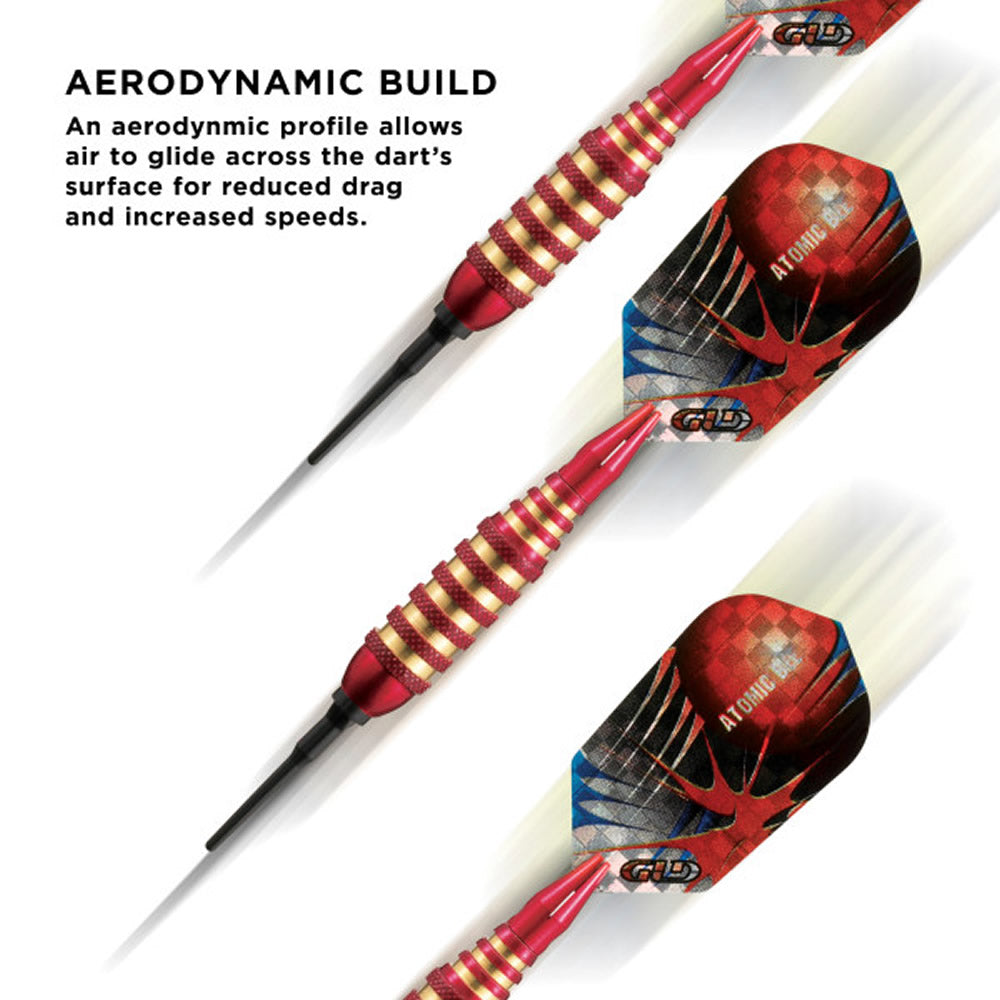 Viper Atomic Bee Darts - Soft Tip - Coated Alloy - Coloured Rings - Red