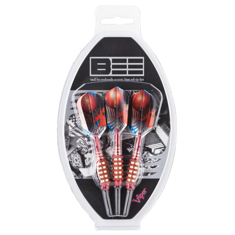 Viper Atomic Bee Darts - Soft Tip - Coated Alloy - Coloured Rings - Red