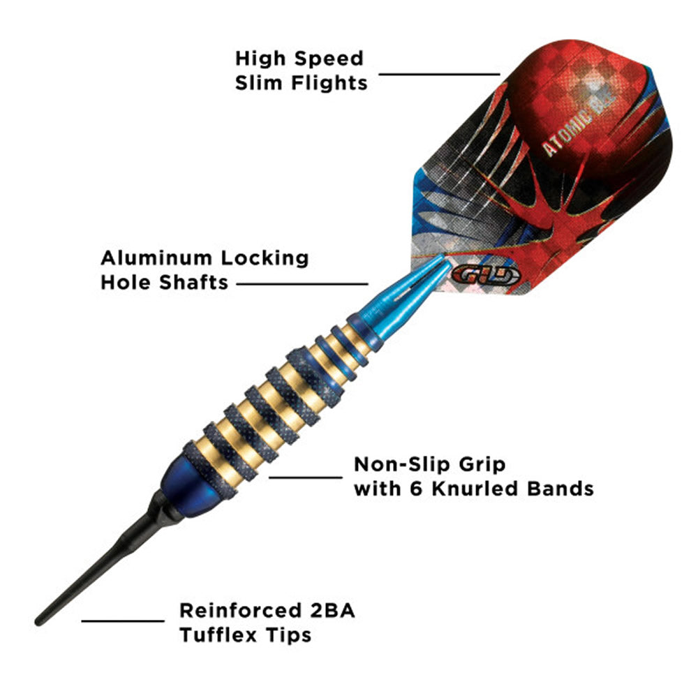 Viper Atomic Bee Darts - Soft Tip - Coated Alloy - Coloured Rings - Blue