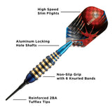 Viper Atomic Bee Darts - Soft Tip - Coated Alloy - Coloured Rings - Blue