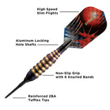 Viper Atomic Bee Darts - Soft Tip - Coated Alloy - Coloured Rings - Purple