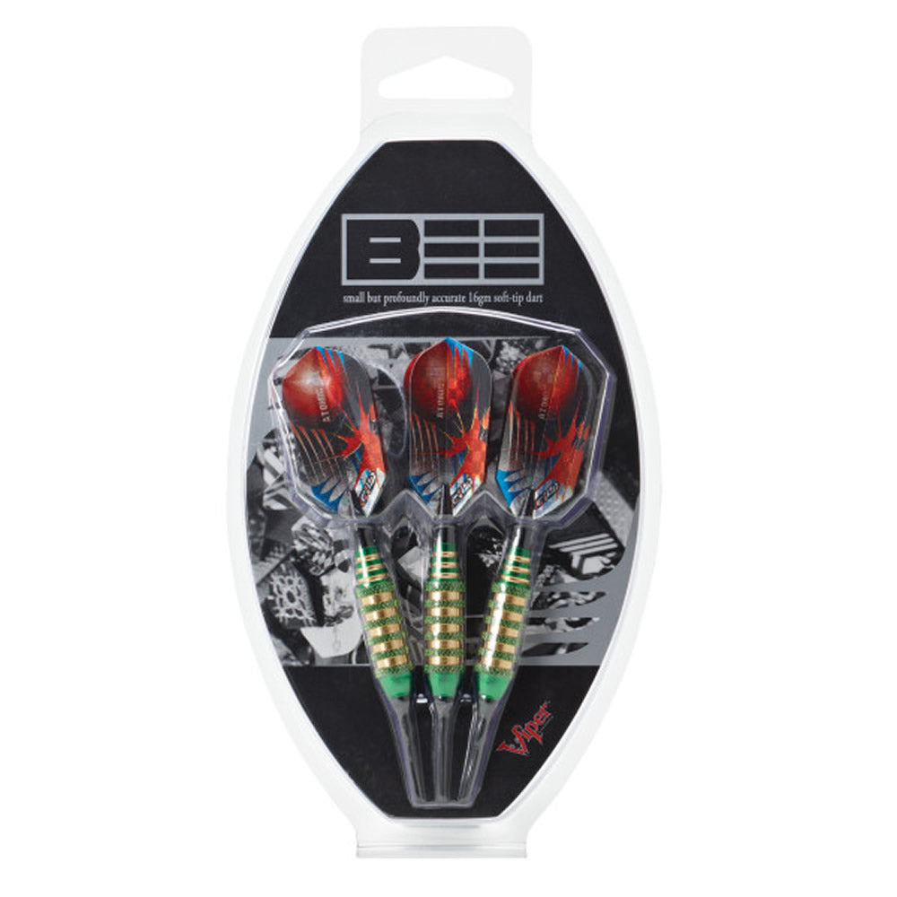 Viper Atomic Bee Darts - Soft Tip - Coated Alloy - Coloured Rings - Green