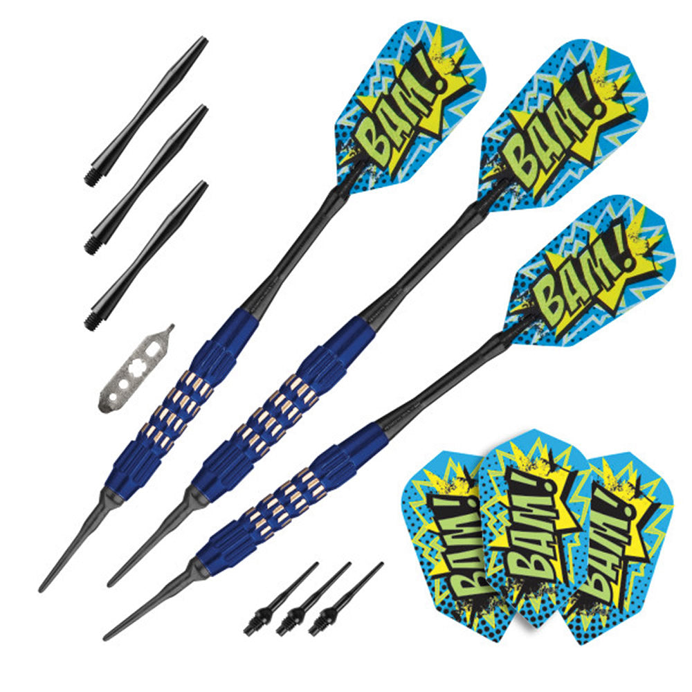 Viper Comix Darts - Soft Tip - Coated Alloy - Cut Grooves - inc Extras - Blue