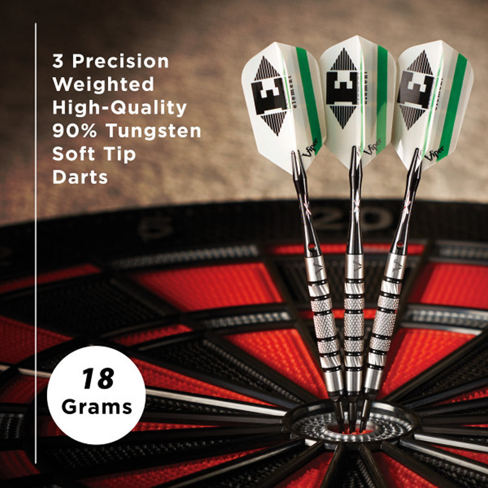 Viper Element Darts - Soft Tip - 90% - inc Extras - E1 - Centre-Knurl - Black Ring