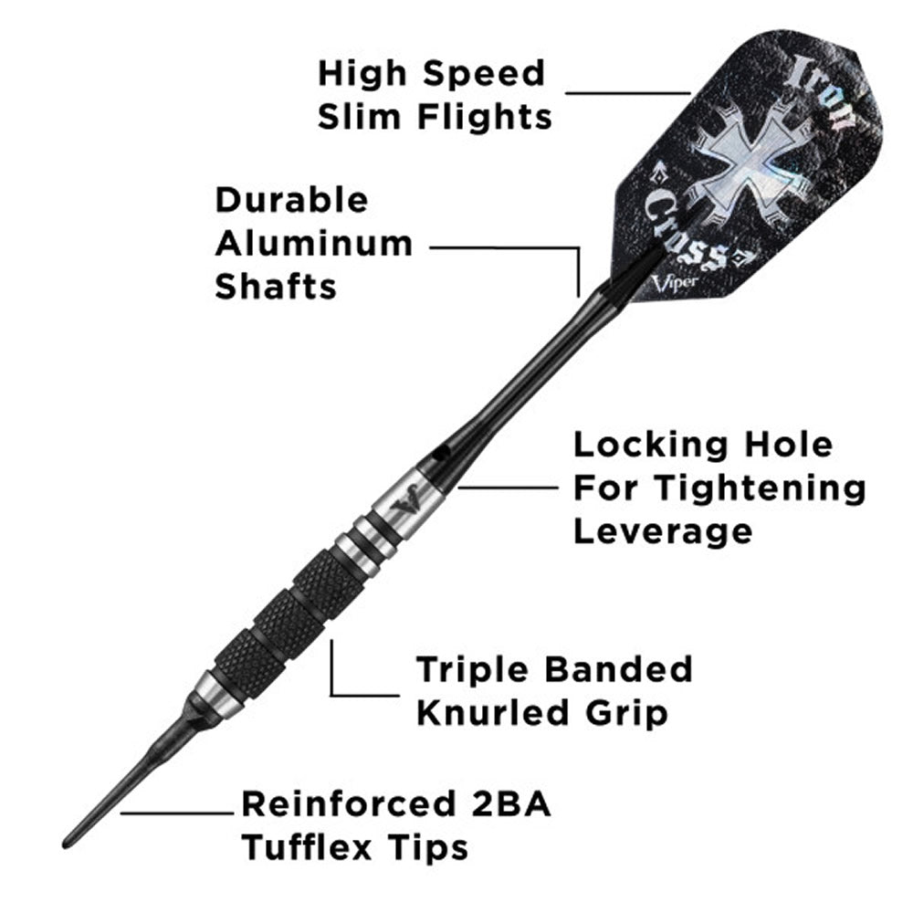 Viper Desperado Darts - Soft Tip - 80% - inc Extras - D1 - Tri-Knurl - Black