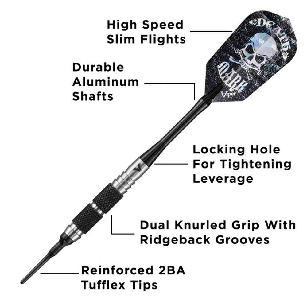 Viper Desperado Darts - Soft Tip - 80% - inc Extras - D3 - Twin-Knurl - Black