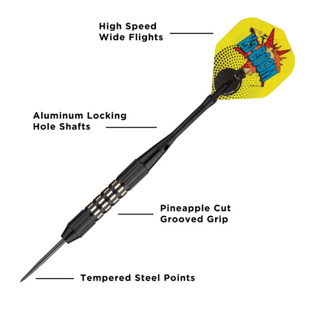 Viper Comix Darts - Steel Tip - Coated Alloy - Cut Grooves - inc Extras - Black