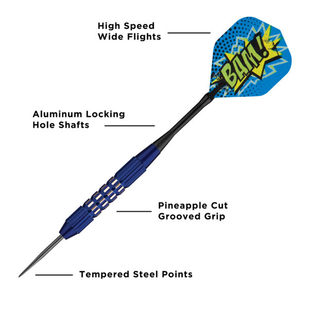 Viper Comix Darts - Steel Tip - Coated Alloy - Cut Grooves - inc Extras - Blue