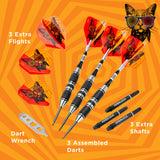 Viper The Freak Darts - Steel Tip - Nickel Silver - with Spinster Shafts - F2 - Black Twin Knurl