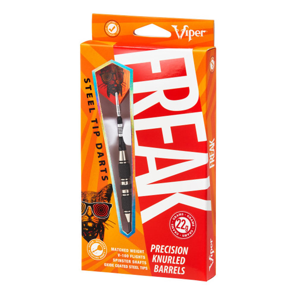 Viper The Freak Darts - Steel Tip - Nickel Silver - with Spinster Shafts - F2 - Black Twin Knurl