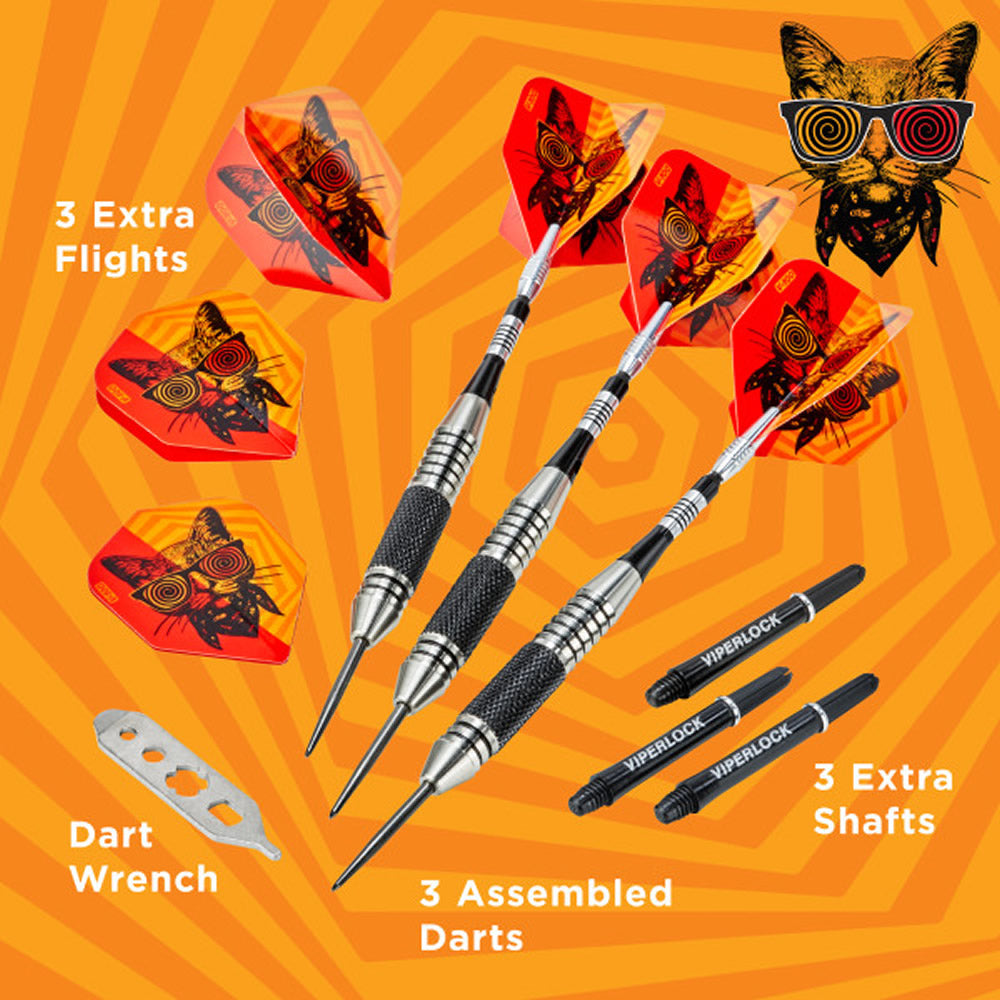 Viper The Freak Darts - Steel Tip - Nickel Silver - with Spinster Shafts - F3 - Black Knurl