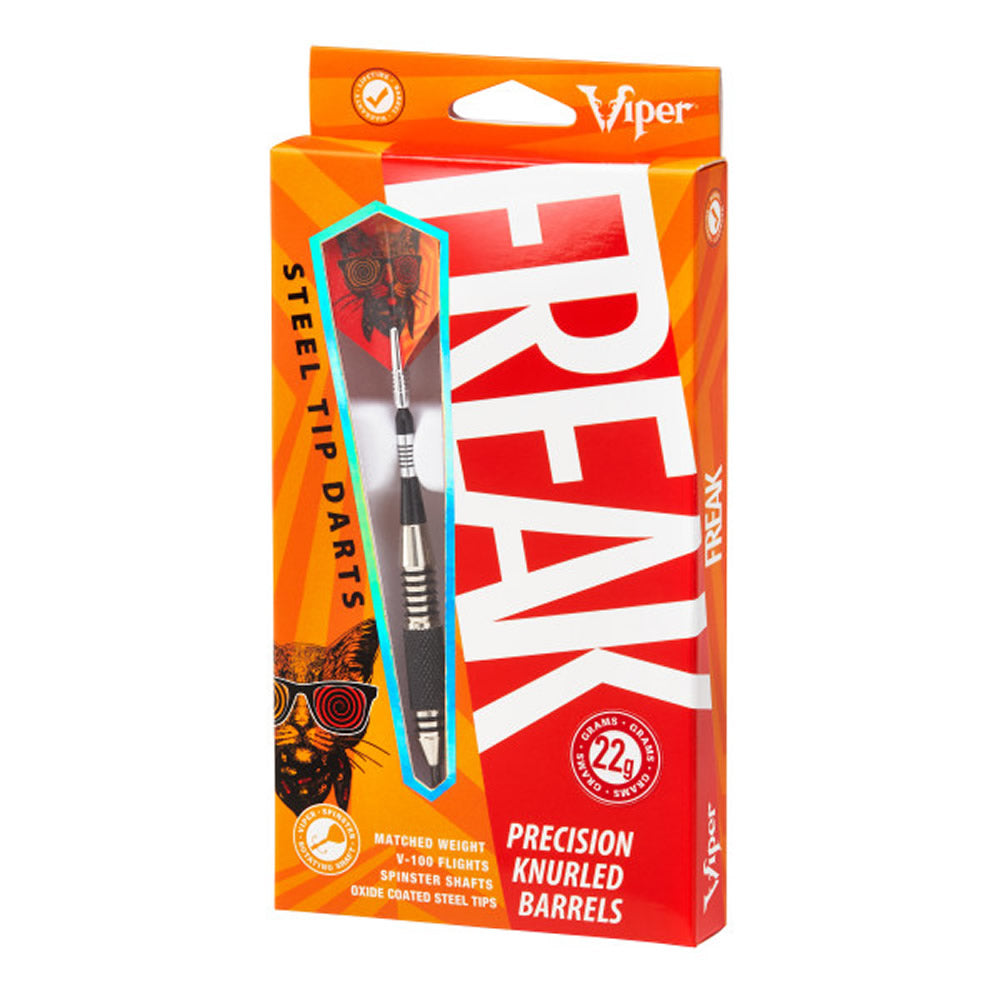 Viper The Freak Darts - Steel Tip - Nickel Silver - with Spinster Shafts - F3 - Black Knurl