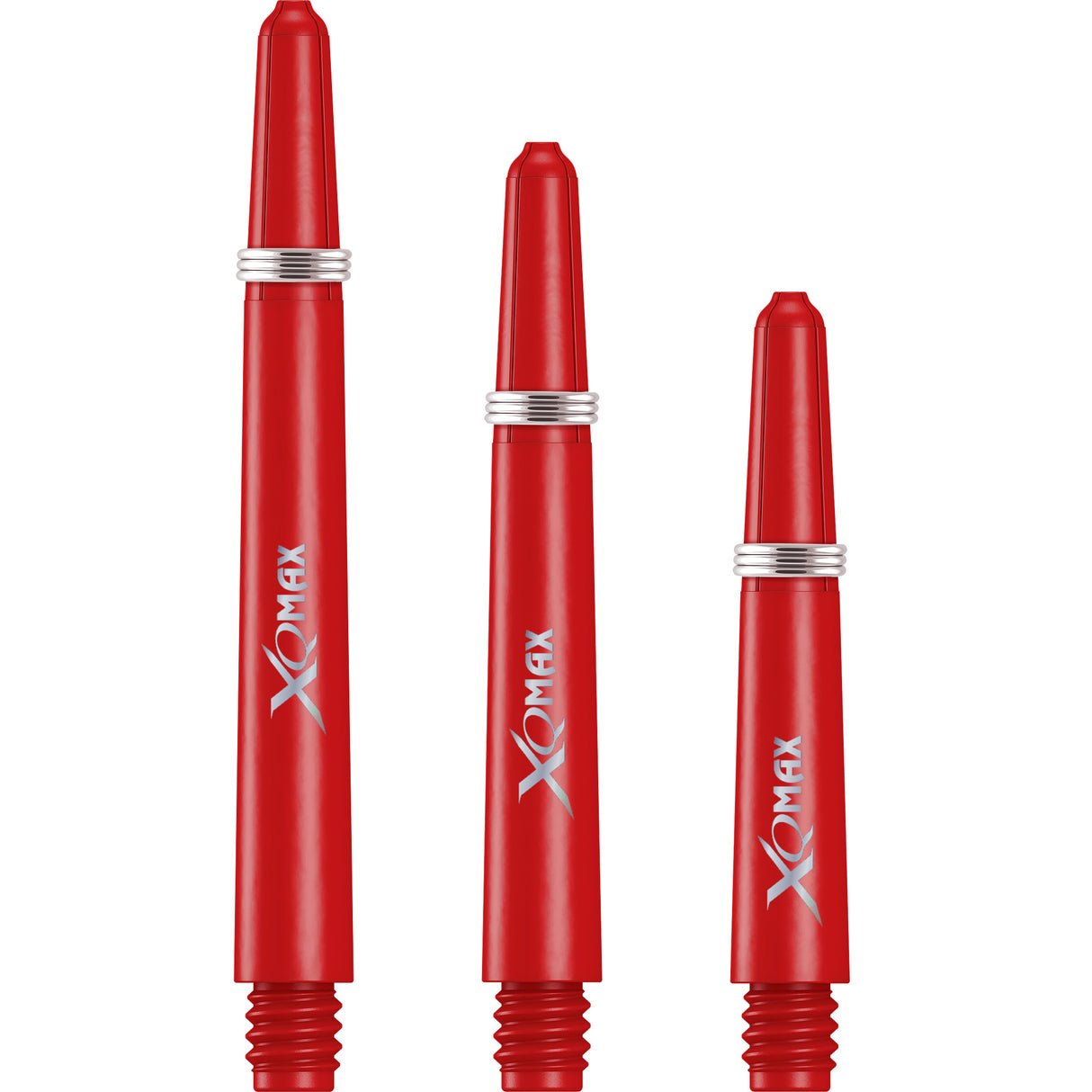 XQMax Polycarbonate Dart Shafts - Solid Colour with Logo - includes Springs - Red