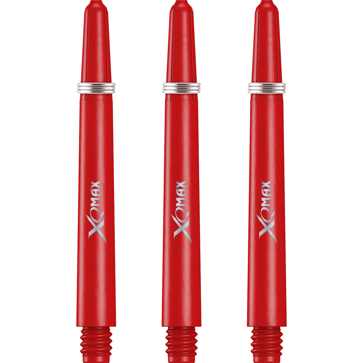 XQMax Polycarbonate Dart Shafts - Solid Colour with Logo - includes Springs - Red
