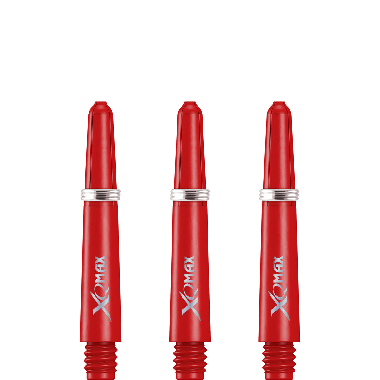 XQMax Polycarbonate Dart Shafts - Solid Colour with Logo - includes Springs - Red