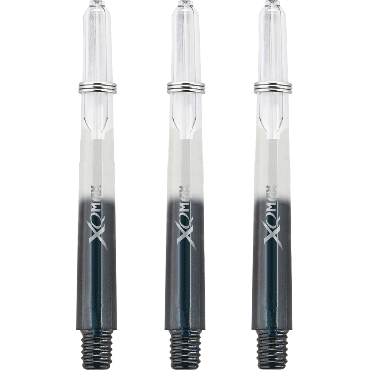 XQMax Gradient Polycarbonate Dart Shafts - with Logo - includes Springs - Transparent & Black