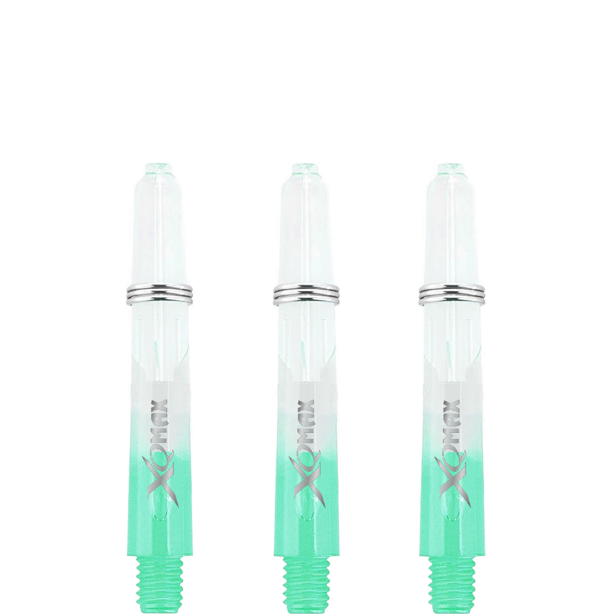 *XQMax Gradient Polycarbonate Dart Shafts - with Logo - includes Springs - Transparent & Green
