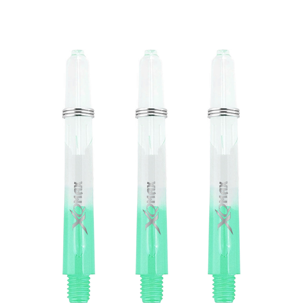 *XQMax Gradient Polycarbonate Dart Shafts - with Logo - includes Springs - Transparent & Green