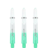 *XQMax Gradient Polycarbonate Dart Shafts - with Logo - includes Springs - Transparent & Green