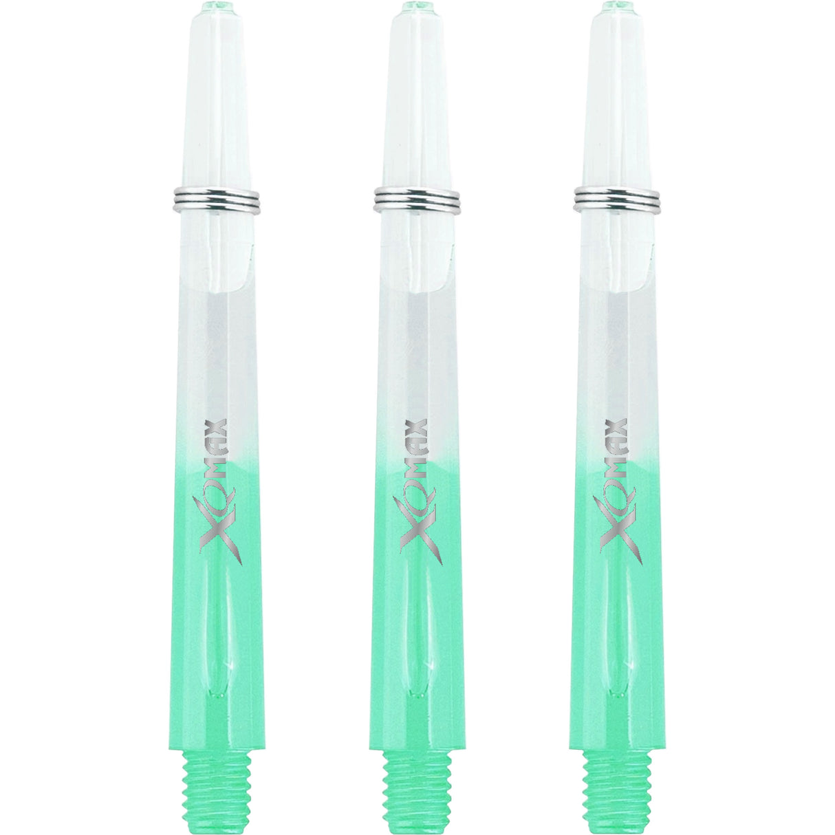 XQMax Gradient Polycarbonate Dart Shafts - with Logo - includes Springs - Transparent & Green