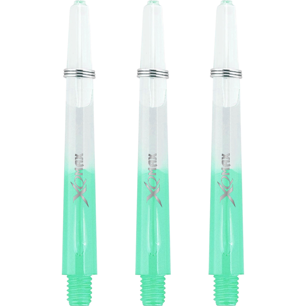 *XQMax Gradient Polycarbonate Dart Shafts - with Logo - includes Springs - Transparent & Green