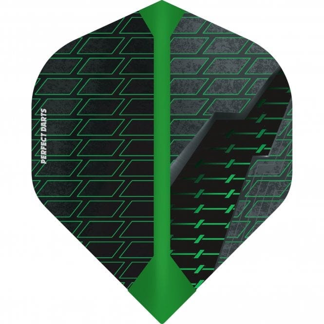 Perfect Darts Flights - Extra Strong - No2 - Std - Black Grenade - Black & Green