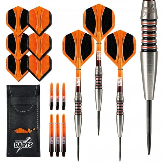 Perfect Darts - Steel Tip - 90% Tungsten - Solarfox 1 - Scallop - Black & Orange