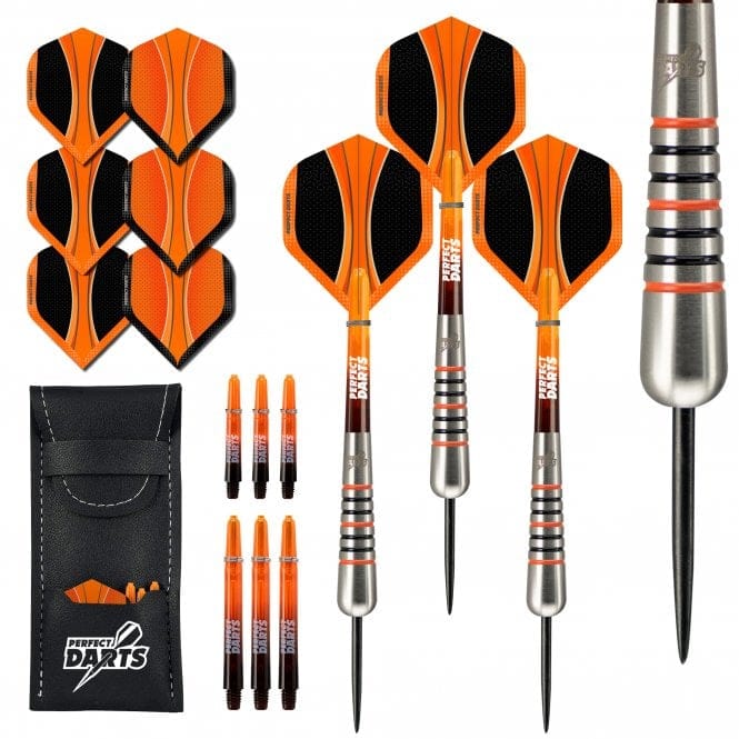 Perfect Darts - Steel Tip - 90% Tungsten - Solarfox 2 - Bomb - Black & Orange