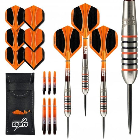 Perfect Darts - Steel Tip - 90% Tungsten - Solarfox 3 - Torpedo - Black & Orange