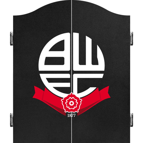 Bolton Wanderers Dartboard Cabinet - Official Licensed - BWFC - C1 - Black - White Logo