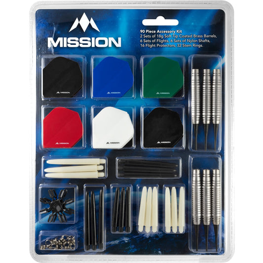 Mission Darts Accessory Kit - 90 Piece - Flights, Shafts - Soft Tip