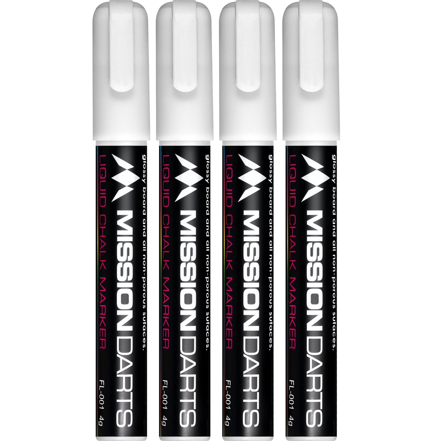 Mission - Liquid Chalk Pens - Dry Wipe - Pack 4 - White