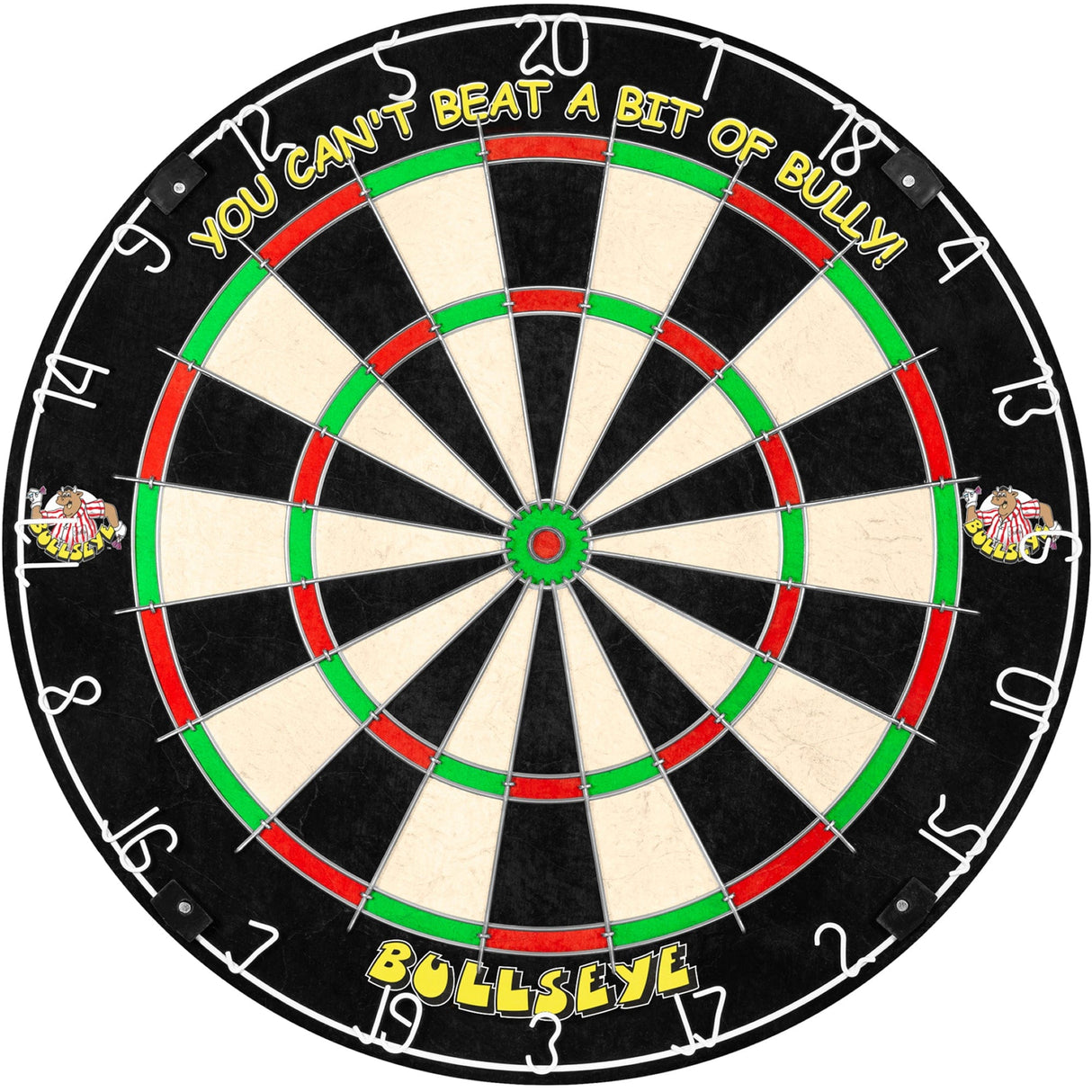 Bullseye Home Darts Centre - Surround, Dartboard, 6 Darts - Bully Logo