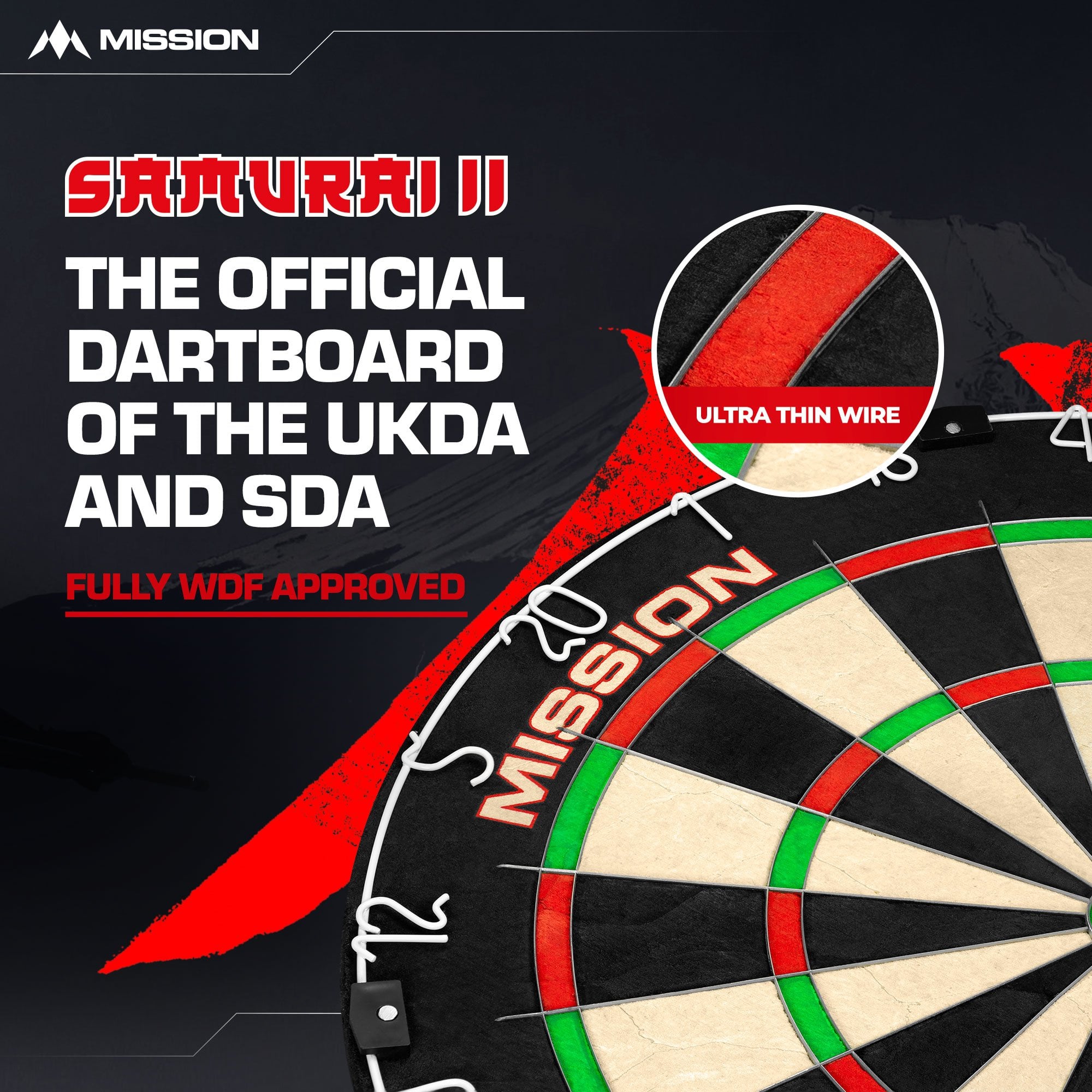 Mission Samurai II Dartboard - Ultra Thin Wire
