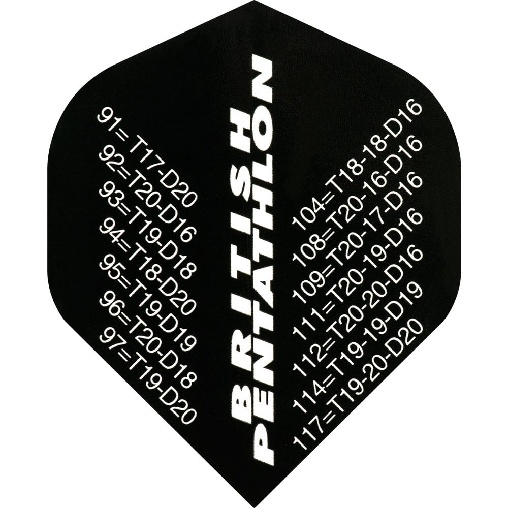 Pentathlon Dart Flights - Extra Strong - Std - Black Checkouts