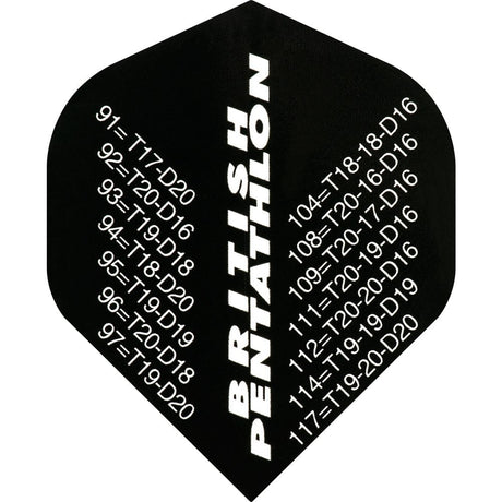 Pentathlon Dart Flights - Extra Strong - Std - Black Checkouts