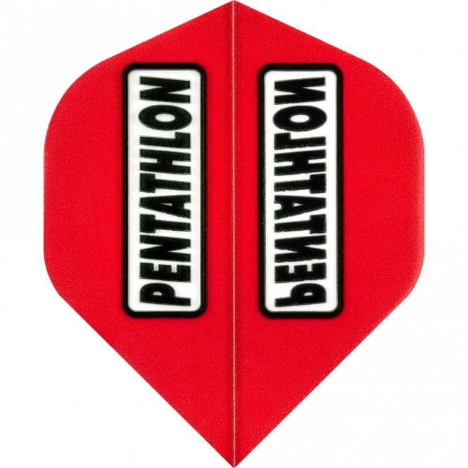 Dart Flights - Pentathlon Colours - Extra Strong - Clear Window - Std Red