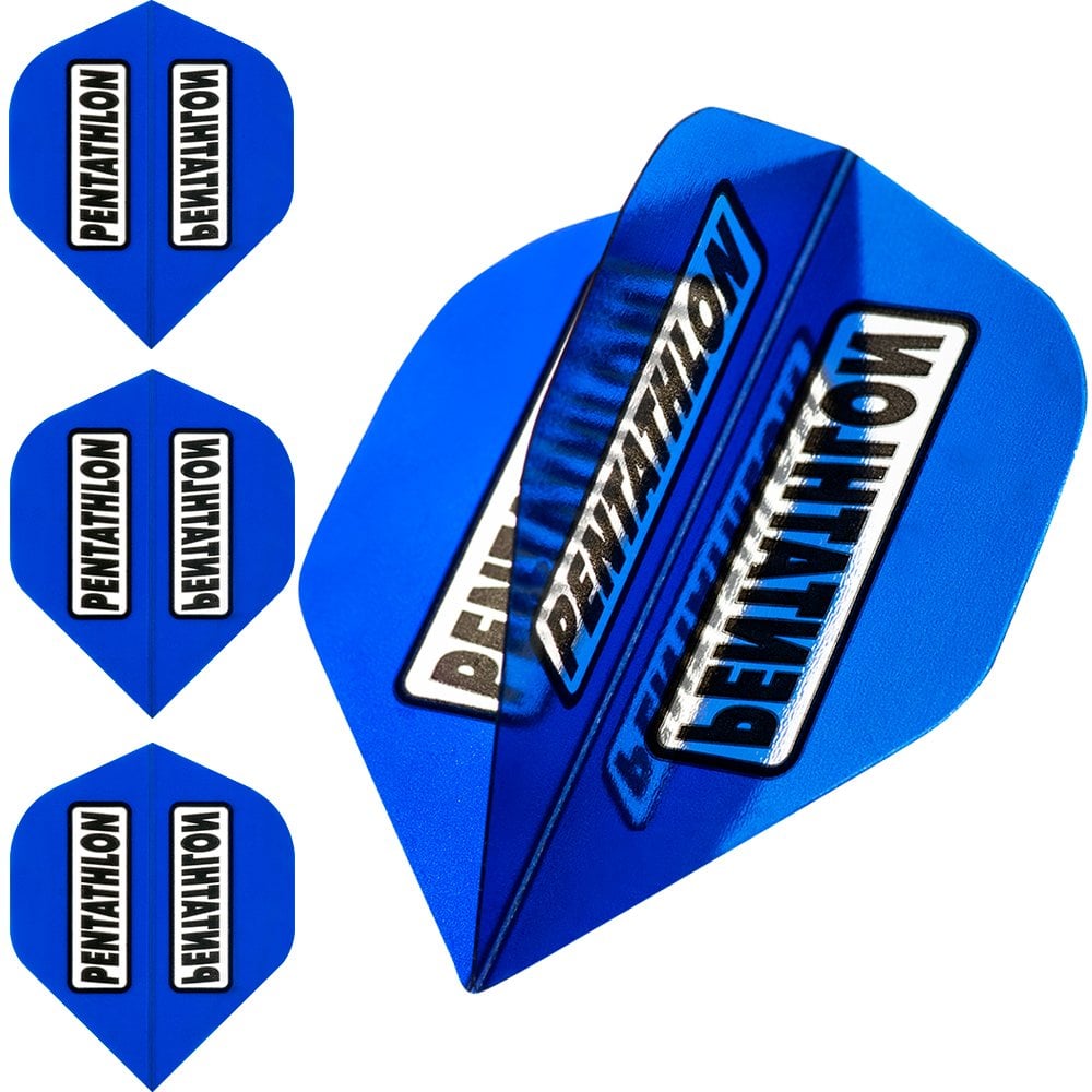 Dart Flights - Pentathlon Colours - Extra Strong - Clear Window - Std Blue