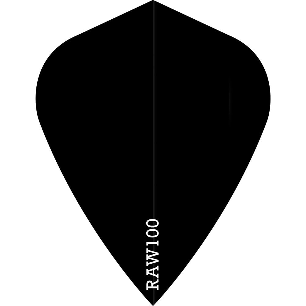 Dart Flights - Raw 100 - 100 Micron - Kite - Plain Black