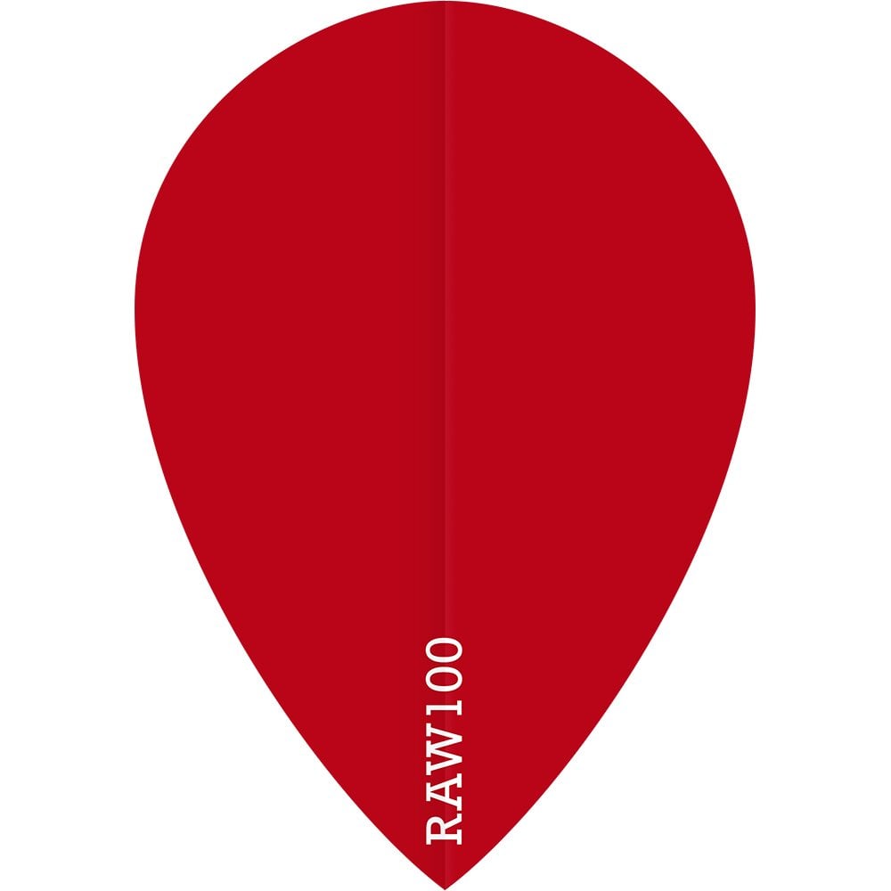 Dart Flights - Raw 100 - 100 Micron - Pear - Plain Red