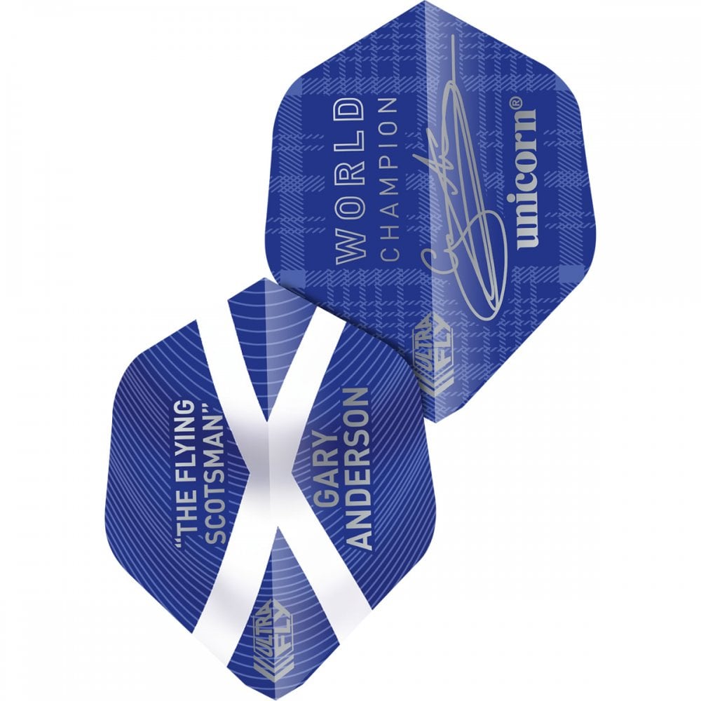 *Unicorn Ultrafly Dart Flights 75 Micron AR1 Blue Gary Anderso