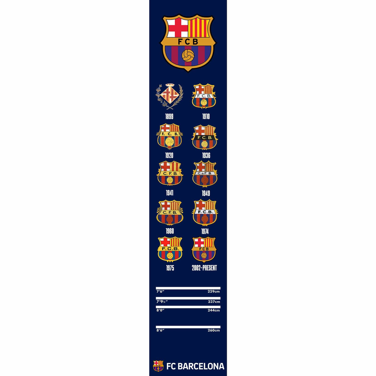 FC Barcelona - Official Licensed - Carpet Dart Mat - 290cm x 60cm - Retro Crests